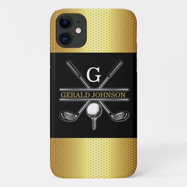 Minimalist Custom Elegant Golf Monogram Case-Mate iPhone Case (Back)