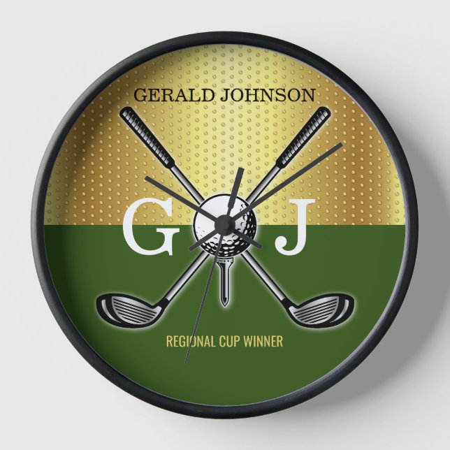 Minimalist Custom Elegant Golf Monogram Clock (Front)