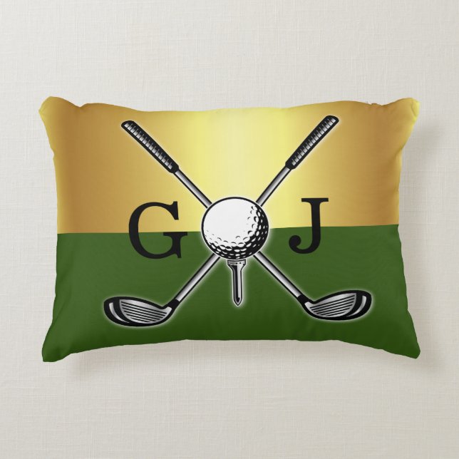 Minimalist Custom Elegant Golf Monogram Decorative Cushion (Front)
