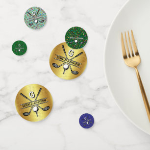Minimalist Custom Elegant Golf Monogram Design Confetti