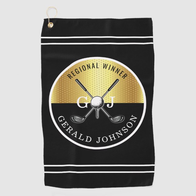 Minimalist Custom Elegant Golf Monogram Design Golf Towel (Front)