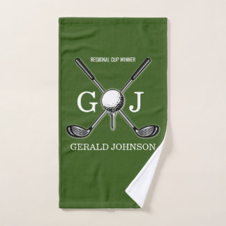 Minimalist Custom Elegant Golf Monogram Design Hand Towel