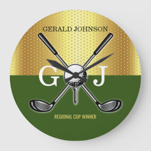 Minimalist Custom Elegant Golf Monogram Large Clock