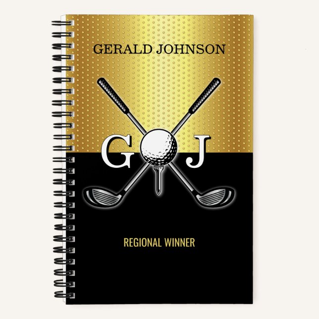Minimalist Custom Elegant Golf Monogram Notebook (Front)