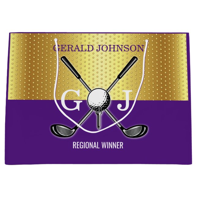 Minimalist Custom Elegant Golf Monogram Small Gift Large Gift Bag (Front)