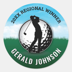 Minimalist Custom Elegant Men Golf Monogram Classic Round Sticker