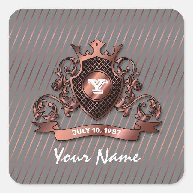 Minimalist Custom Elegant Monogram Design Square Sticker (Front)