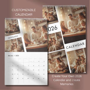 Minimalist Custom Family Photo 2026 Calendar