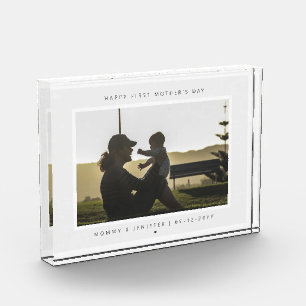 Minimalist Custom First Mother's Day Modern Photo Block