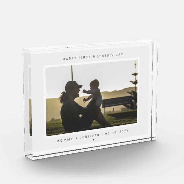 Minimalist Custom First Mother's Day Modern Photo Block (Left)