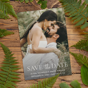 Minimalist custom full names One Photo website Save The Date
