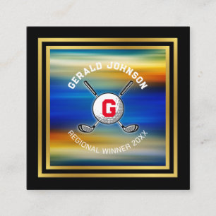 Minimalist Custom Golf Monogram Design Square Business Card