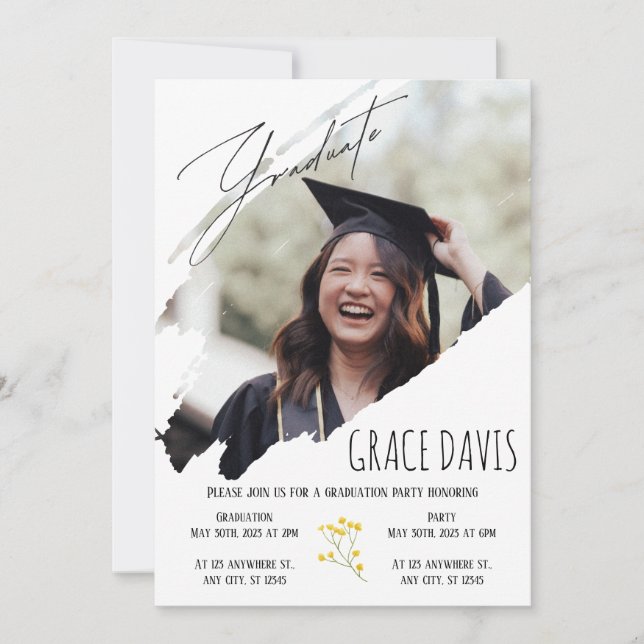 Minimalist Custom Graduation Celebration Invite (Front)