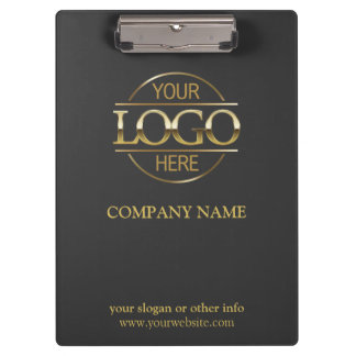 Minimalist Custom Grey Gold Company Business Logo Clipboard