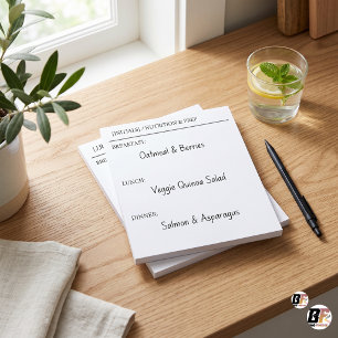 Minimalist Custom Initials Nutrition & Daily Meal Notepad