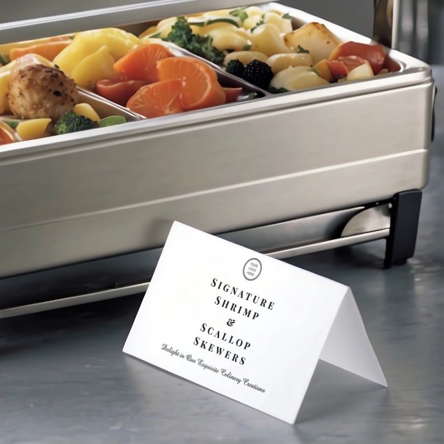 Minimalist Custom Logo Branded Buffet Dish Label (Dish Name Card ob Buffet Table)