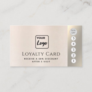 Minimalist custom logo Elegant lux metallic pearl Loyalty Card