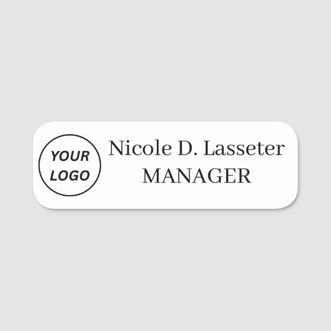 Minimalist Custom Logo Employee Elegant Name Badge (Front)