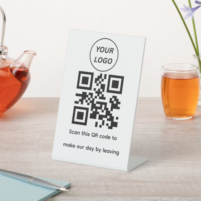 Minimalist Custom Logo QR Code Acrylic Table Sign  (In SItu)
