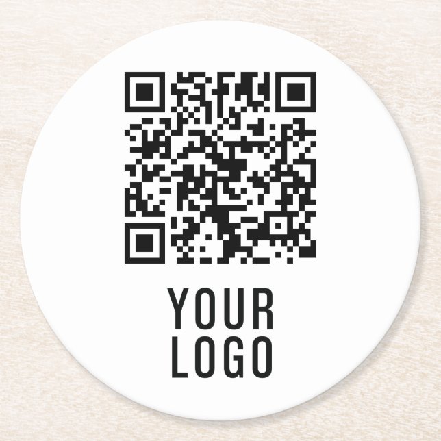 Minimalist Custom Logo QR Code Coasters (Front)