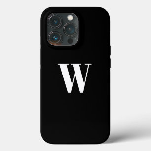 Minimalist custom monogram initial letter black iPhone 13 pro case