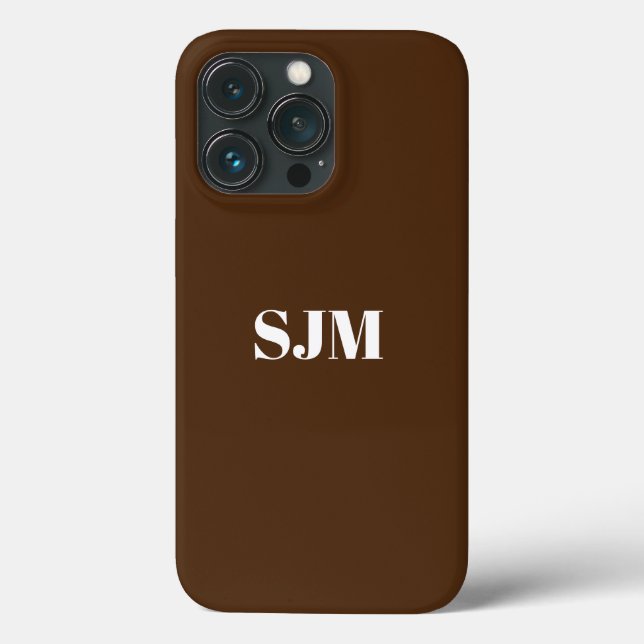 Minimalist Custom monogram initials name brown Case-Mate iPhone Case (Back)