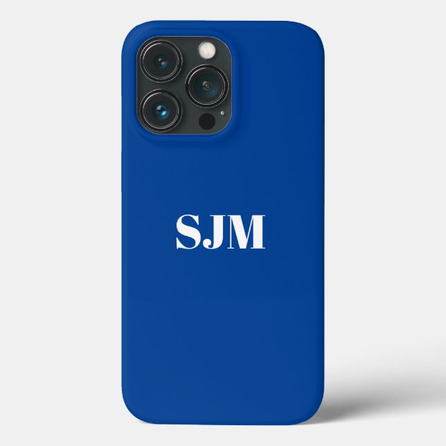 Minimalist Custom monogram name blue white Case-Mate iPhone Case (Back)