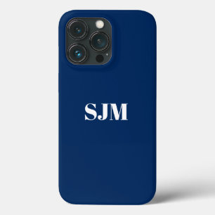 Minimalist Custom monogram name blue white iPhone 13 Pro Case