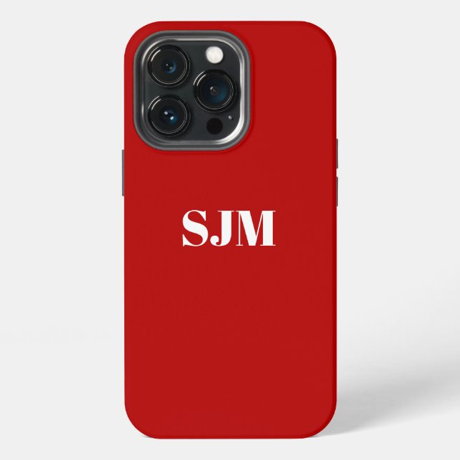 Minimalist Custom monogram name cherry red crimson iPhone Case (Back)