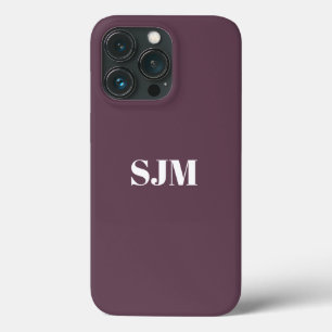 Minimalist Custom monogram name eggplant purple iPhone 13 Pro Case