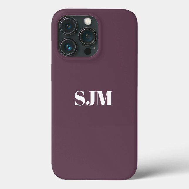 Minimalist Custom monogram name eggplant purple Case-Mate iPhone Case (Back)