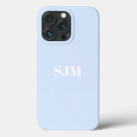 Minimalist Custom monogram name light blue white