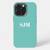 Minimalist Custom monogram name light teal white