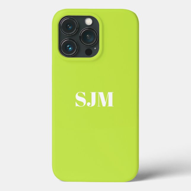 Minimalist Custom monogram name lime green Case-Mate iPhone Case (Back)