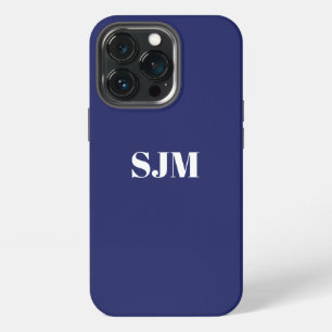 Minimalist Custom monogram name navy blue white iPhone 13 Pro Case