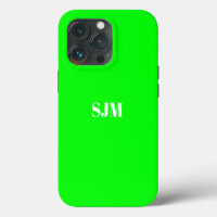 Minimalist Custom monogram name neon green screen