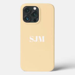 Minimalist Custom monogram name peach white iPhone 13 Pro Case
