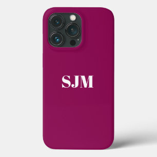 Minimalist Custom monogram name plum white iPhone 13 Pro Case