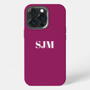 Minimalist Custom monogram name plum white iPhone 13 Pro Case