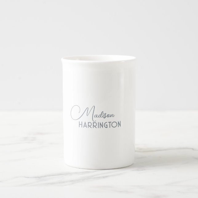 Minimalist Custom Name Bone China Mug (Front)