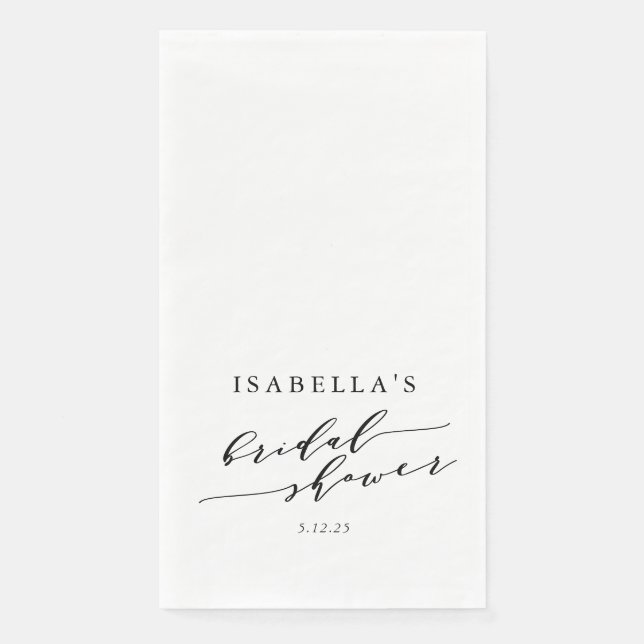 Minimalist Custom Name Bridal Shower White Napkin (Front)
