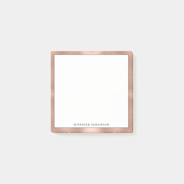 Minimalist Custom Name Professional Rose Gold Post-it Notes (Front)