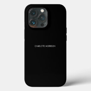 Minimalist custom name text monogram plain black iPhone 13 pro case