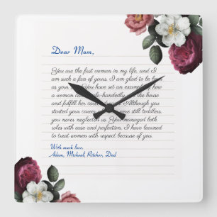 Minimalist Custom Notebook handwritten love letter Square Wall Clock