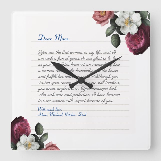 Minimalist Custom Notebook handwritten love letter Square Wall Clock (Front)