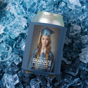 Minimalist Custom Photo 8th Grade Graduation Can Cooler