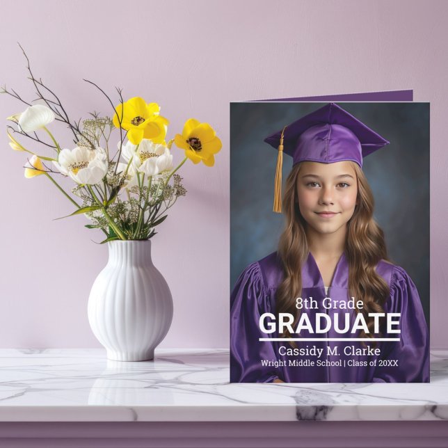 Minimalist Custom Photo 8th Grade Graduation Invitation (Creator Uploaded)
