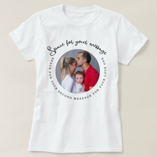 Minimalist Custom Photo Circular Editable Text T-Shirt (Design Front)