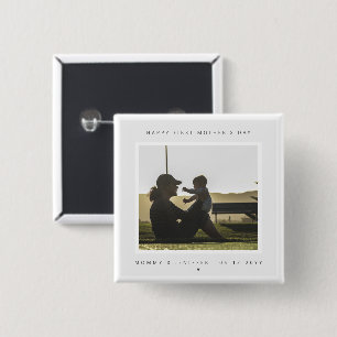 Minimalist Custom Photo First Mother's Day Modern 15 Cm Square Badge