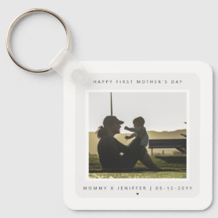 Minimalist Custom Photo First Mother's Day Modern Key Ring